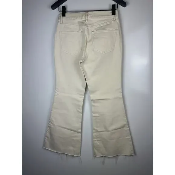 NWT Express Mid Rise Cream Raw Hem '70s Flare Jeans Size 2S 2 Short 28" x 29" - Picture 13 of 16